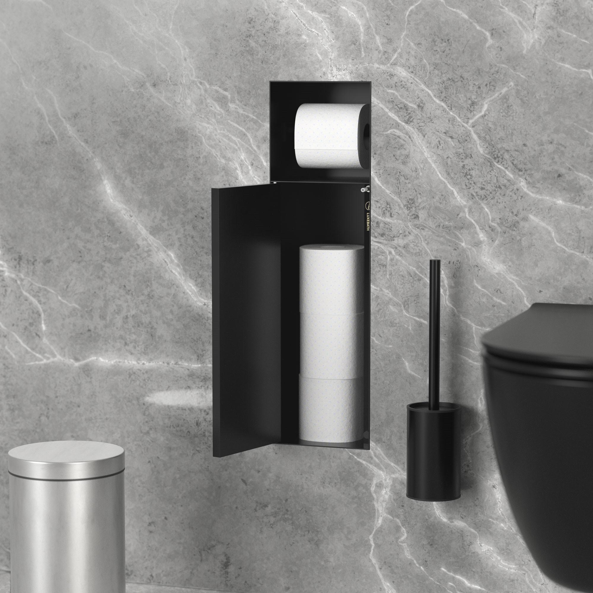 UNTERPUTZ-SCHRANKMODUL WC aus Edelstahl schwarz matt 60x20x14 cm - Schwarz, Metall (14/60/20cm) - LuxeBath