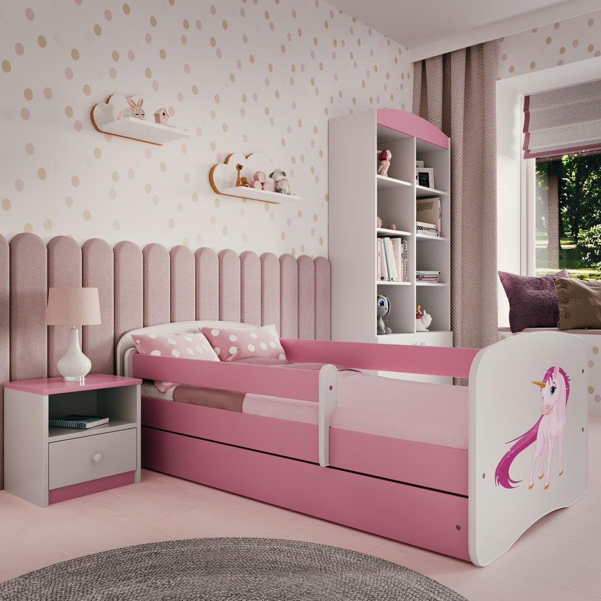 KINDERBETT Einhorn mit Schublade und Matratze 160/80 - Rosa, Holzwerkstoff (80/160cm) - RAUMHIRSCH FURNITURE