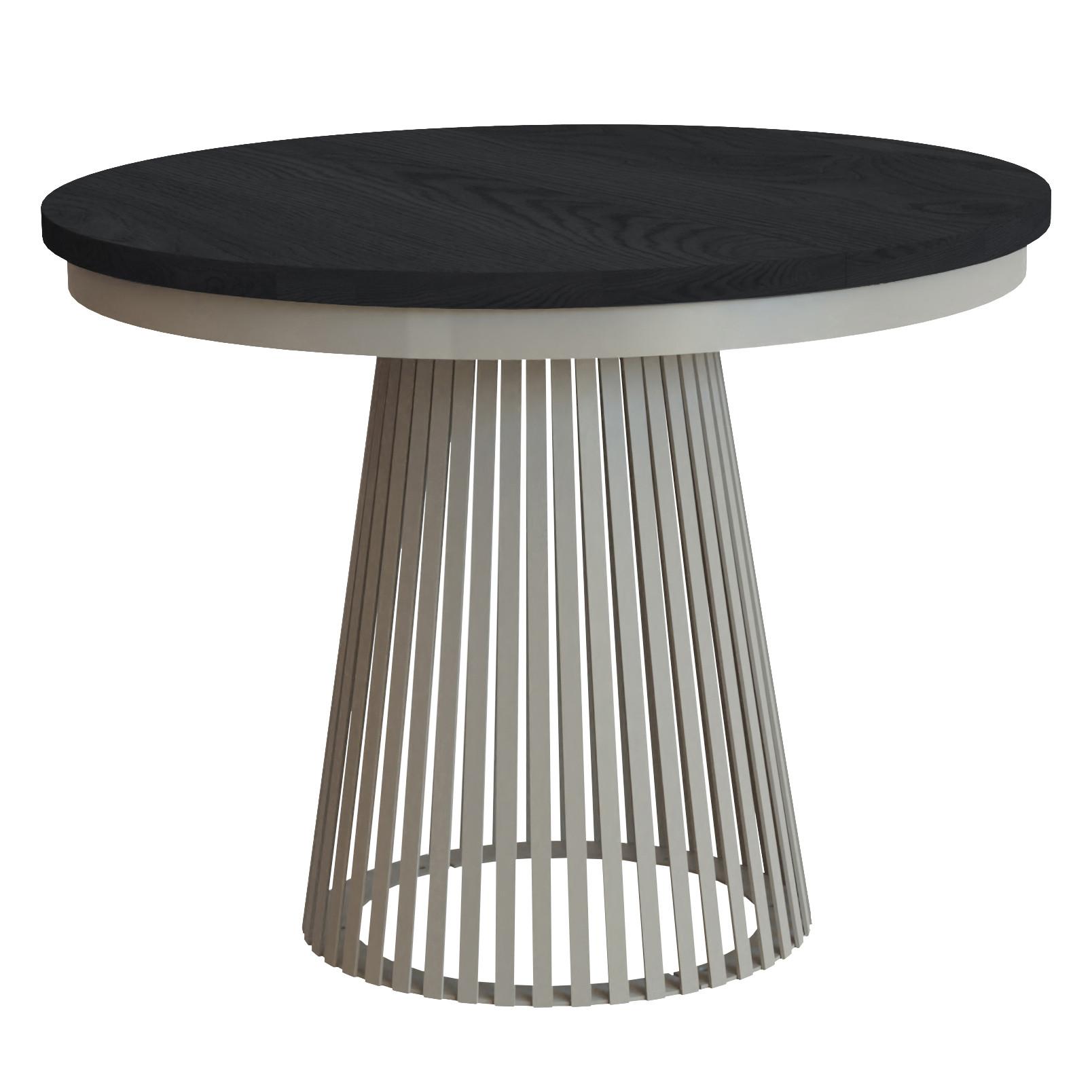 ESSTISCH Lumi, Runder, ausziehbar auf 180 cm, mit Metallbeinen, Kaschmir+Schwarz - Kaschmir/Schwarz, Holzwerkstoff/Metall (100/100/77cm) - Beautysofa