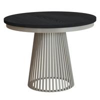ESSTISCH Lumi, Runder, ausziehbar auf 180 cm, mit Metallbeinen, Kaschmir+Schwarz - Kaschmir/Schwarz, Holzwerkstoff/Metall (100/100/77cm) - Beautysofa