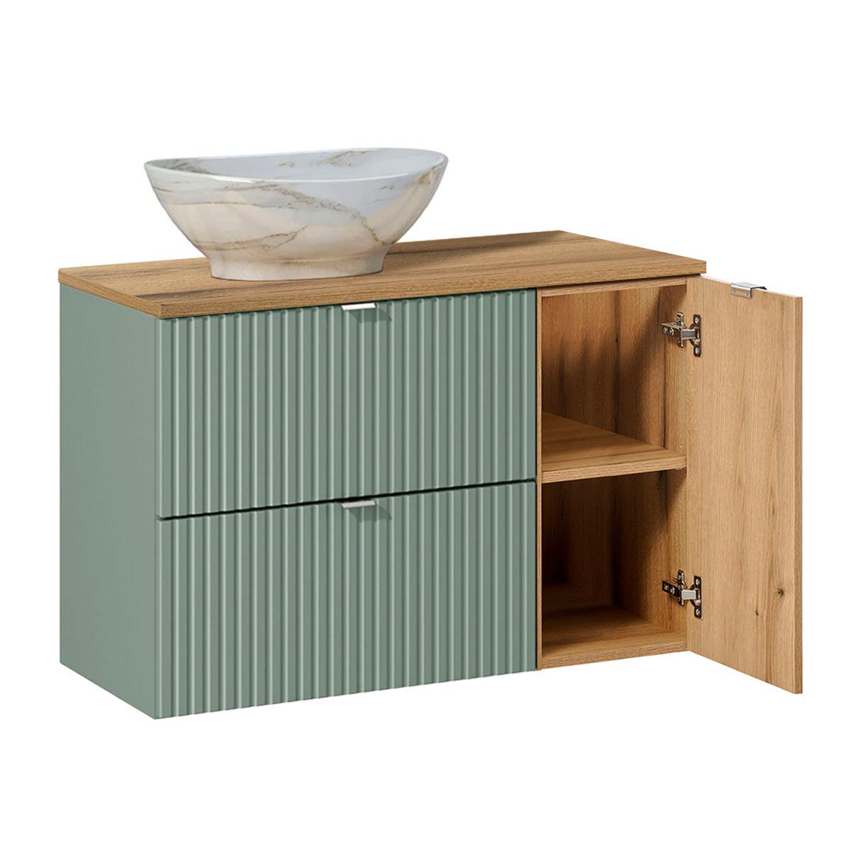 BADMÖBEL 90.4cm Jade 2er-Set Grün - Grün, Holzwerkstoff (90.4/59.5/40cm) - Petits-meubles