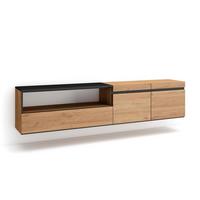 LOWBOARD Hängend, Eiche, Schwarz, 200/35/45cm - Naturfarben, Holzwerkstoff (200/45/35cm) - Skraut Home