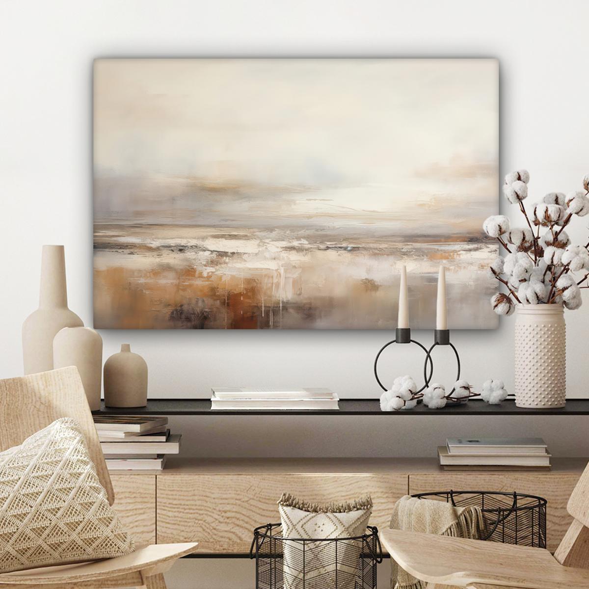 LEINWANDBILD Kunst - Industriell - Grau - Braun - Abstrakt Gemälde 60x40 cm - Sandfarben, Textil (60/40cm) - MuchoWow