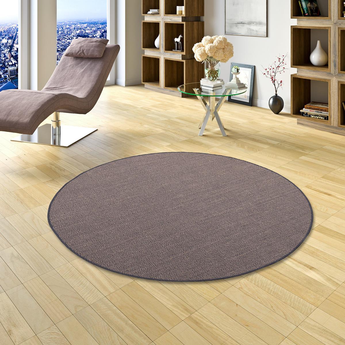 SISAL NATUR TEPPICH RUND - Graphitfarben, Textil (100/100cm) - Snapstyle