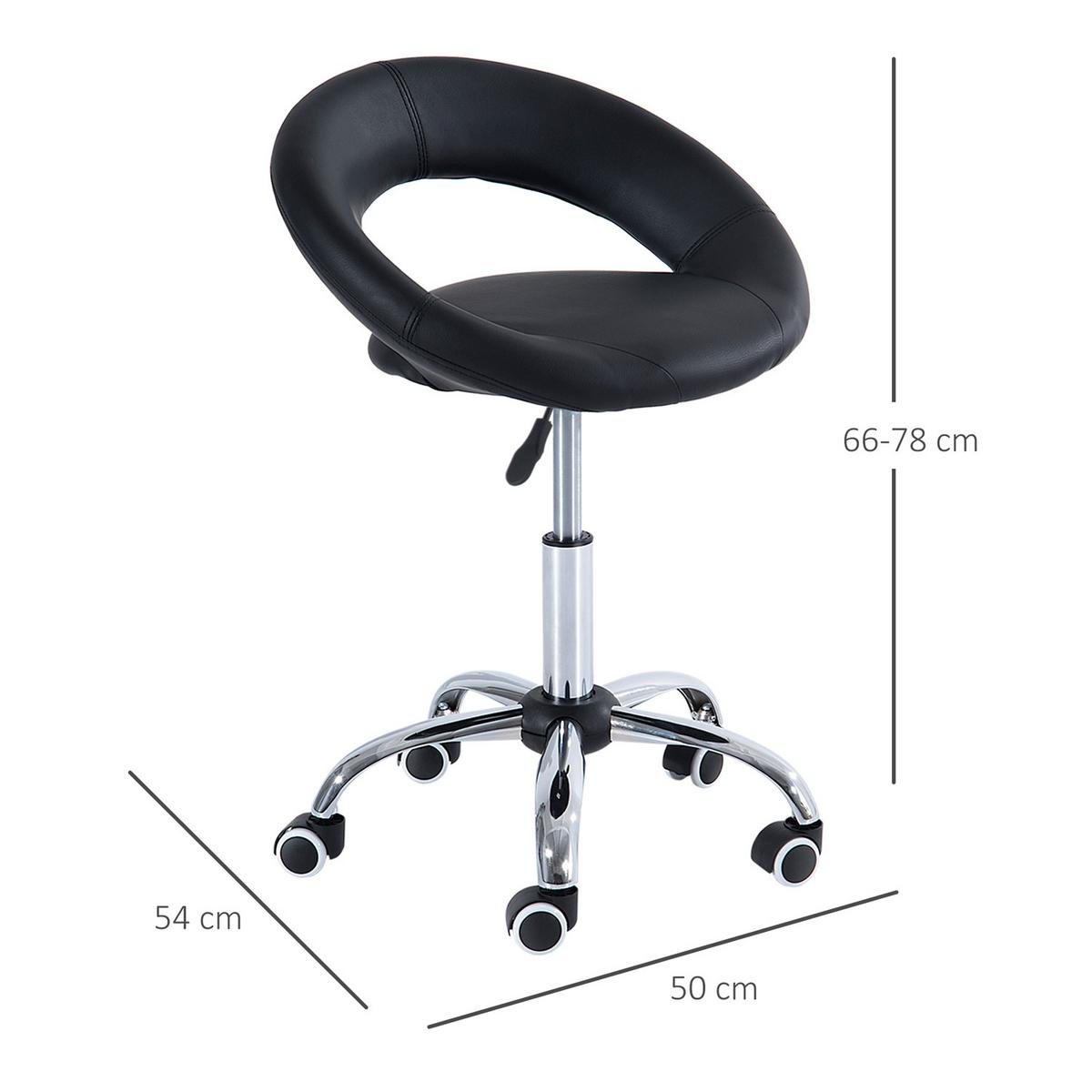ROLLHOCKER, Arbeitshocker, Schwarz - Schwarz, Kunststoff (54/78/50cm) - HOMCOM
