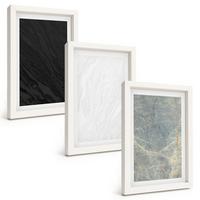 BILDER SET 3er Set - 20x30 cm Weißer Rahmen - Die Farben eleganter Steinstrukturen - Weiß, Kunststoff (20/30cm) - TULUP