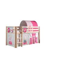 KINDERBETT Karolina 210x114x106 Massivholz Natur Textilset Princess 4 - Magenta/Kieferfarben, Holz (90/200cm) - 58aufmkessel