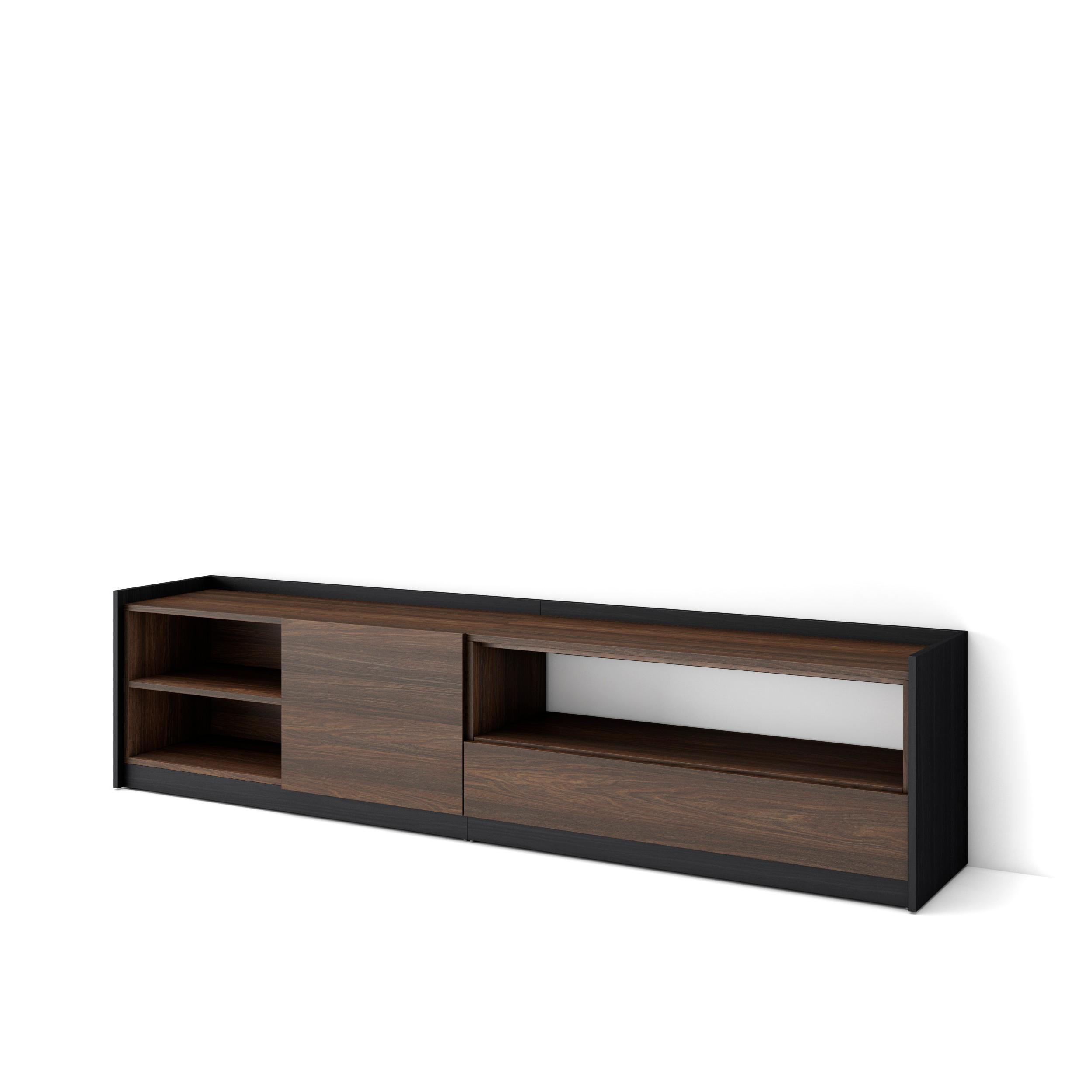 LOWBOARD, Dunkler Eiche und Schwarz, 207/37/50cm - Hellbraun, Holzwerkstoff (207/50/37cm) - Skraut Home