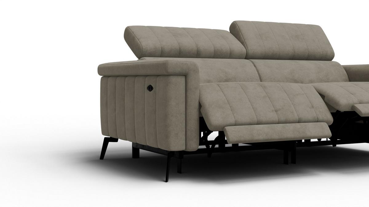 RELAXSOFA NORDEL 3-Sitzer, dunkles beige - Beige/Schwarz, Holz/Textil (194/80/105cm) - Wozimo