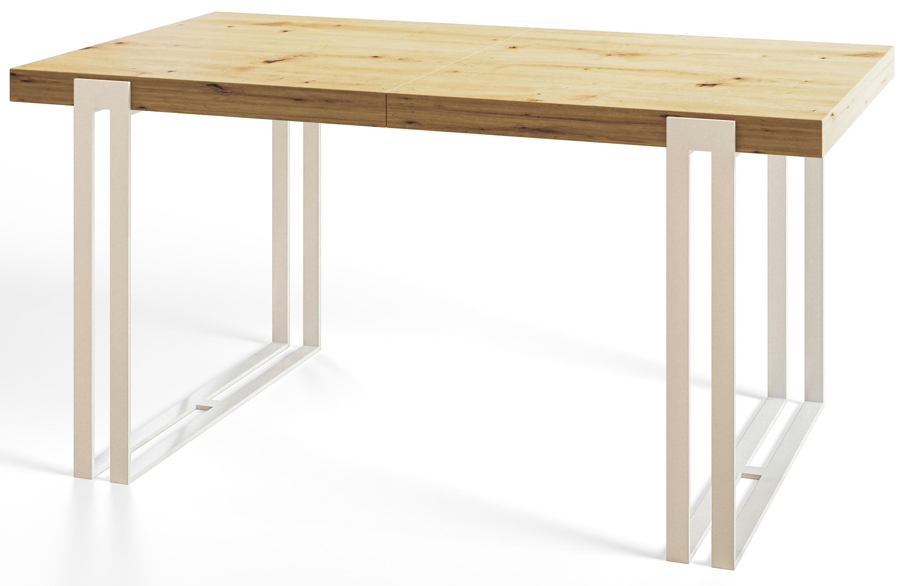 ESSZIMMERTISCH ROSA 200X90X77 cm, Farbe: ARTISAN, mit Metallbeinen in Farbe Weiß - Hellbraun/Weiß, Holzwerkstoff (200/90/77cm) - Alpi-Möbel