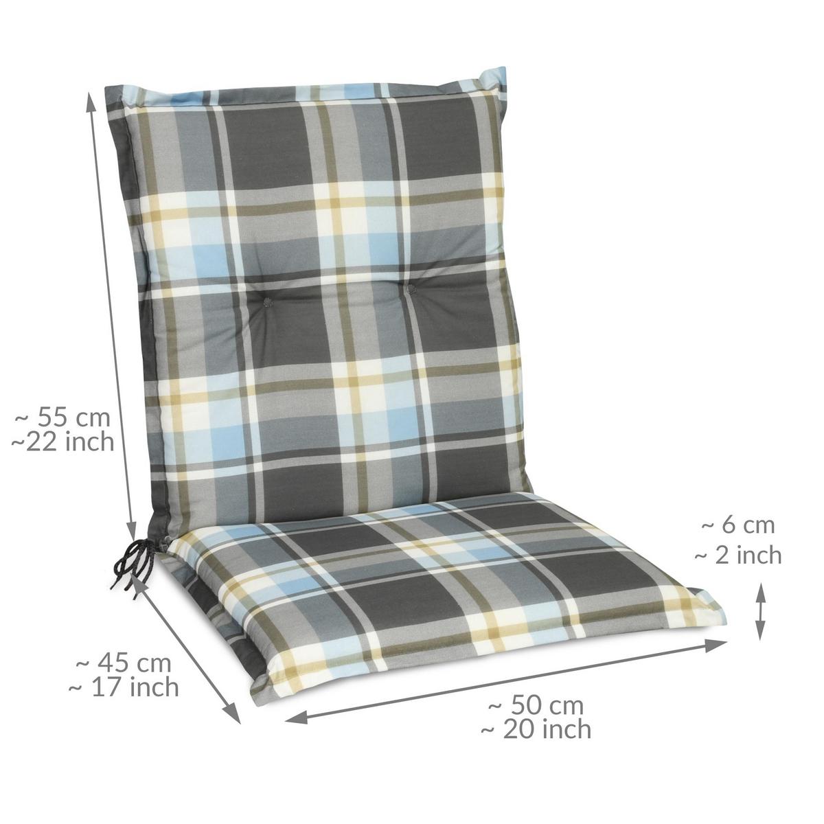 NIEDERLEHNERAUFLAGE Sunny BK 100/50/6cm Blau-Kariert - Blau, Textil (50/6/100cm) - Beautissu 