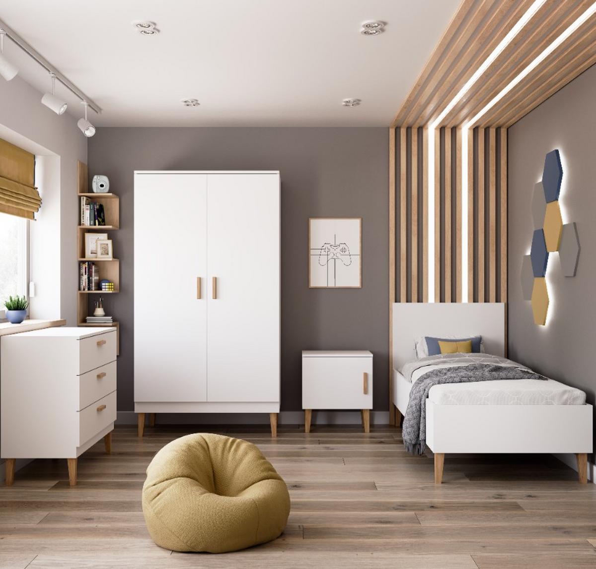 KINDERKLEIDERSCHRANK Kubi - Weiß, Holzwerkstoff (55/184/100cm) - RAUMHIRSCH FURNITURE