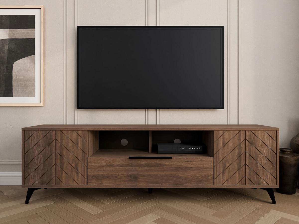 TV-ELEMENT Xylix Bis 2D1SZ - Nussbaumfarben/Schwarz, Holzwerkstoff/Metall (204/60/40cm) - MIRJAN24