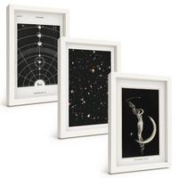 BILDER SET 3er Set - 20x30 cm Weißer Rahmen - Nachtdarstellung des Sonnensystems - Weiß, Kunststoff (20/30cm) - TULUP