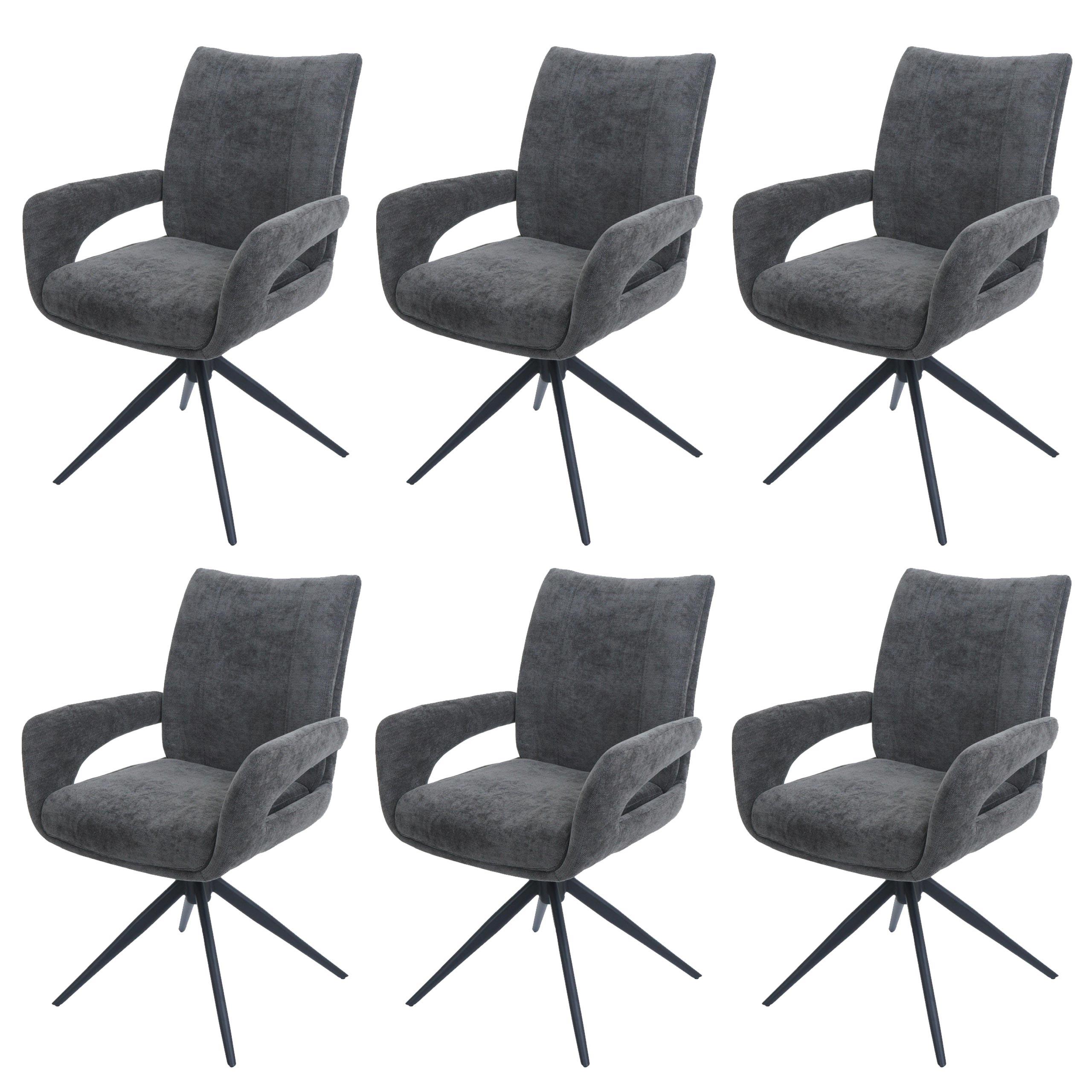 ESSZIMMERSTUHL Grau 6er-Set - Dunkelgrau/Grau, Textil (60/90/60cm) - MCW
