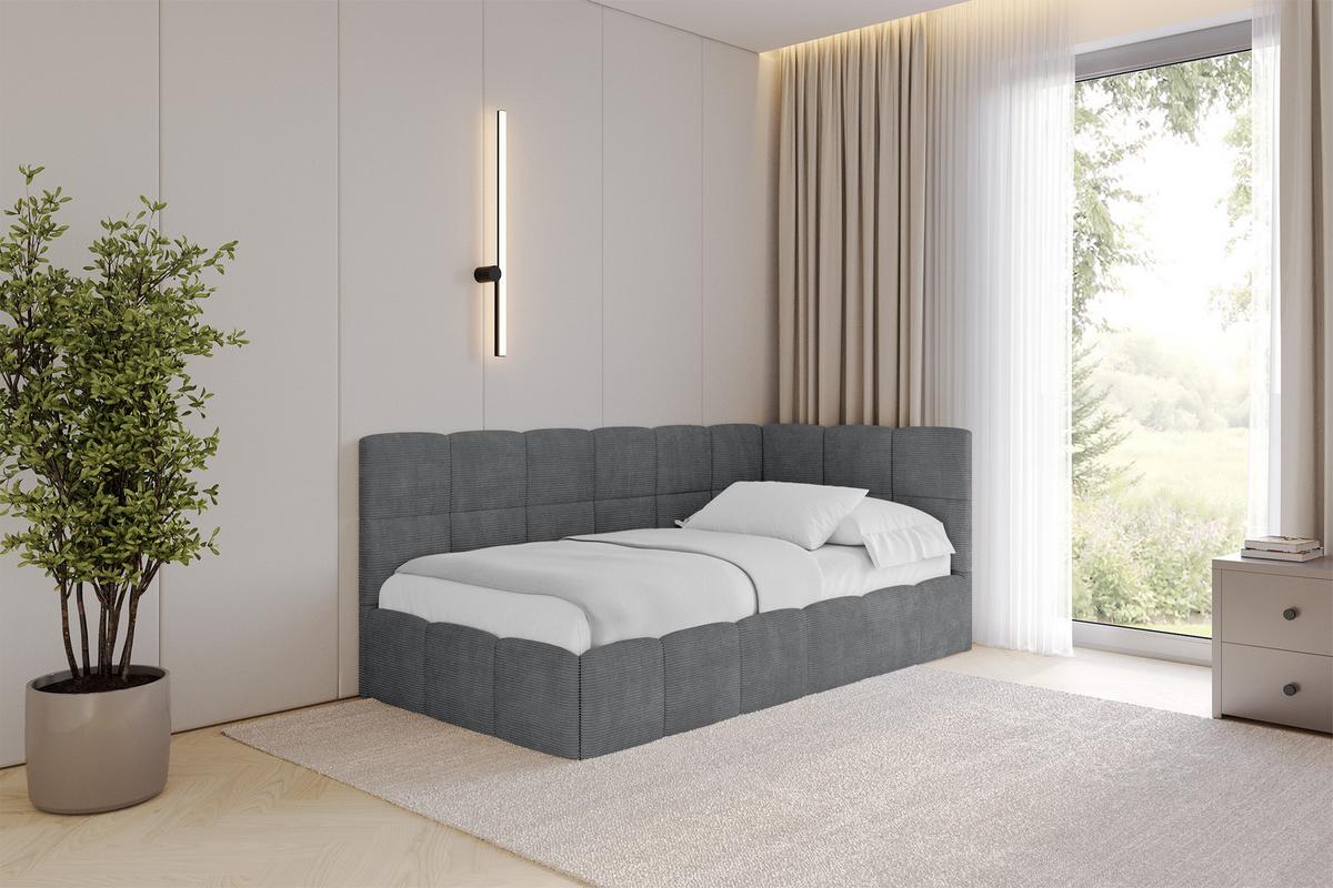 EINZELBETT Jugendbett mit Bettkasten Links, ohne Matratze - LIVY 100x200 Dunkelgrau - Graphitfarben, Holzwerkstoff/Textil (100/200cm) - ALTDECOR