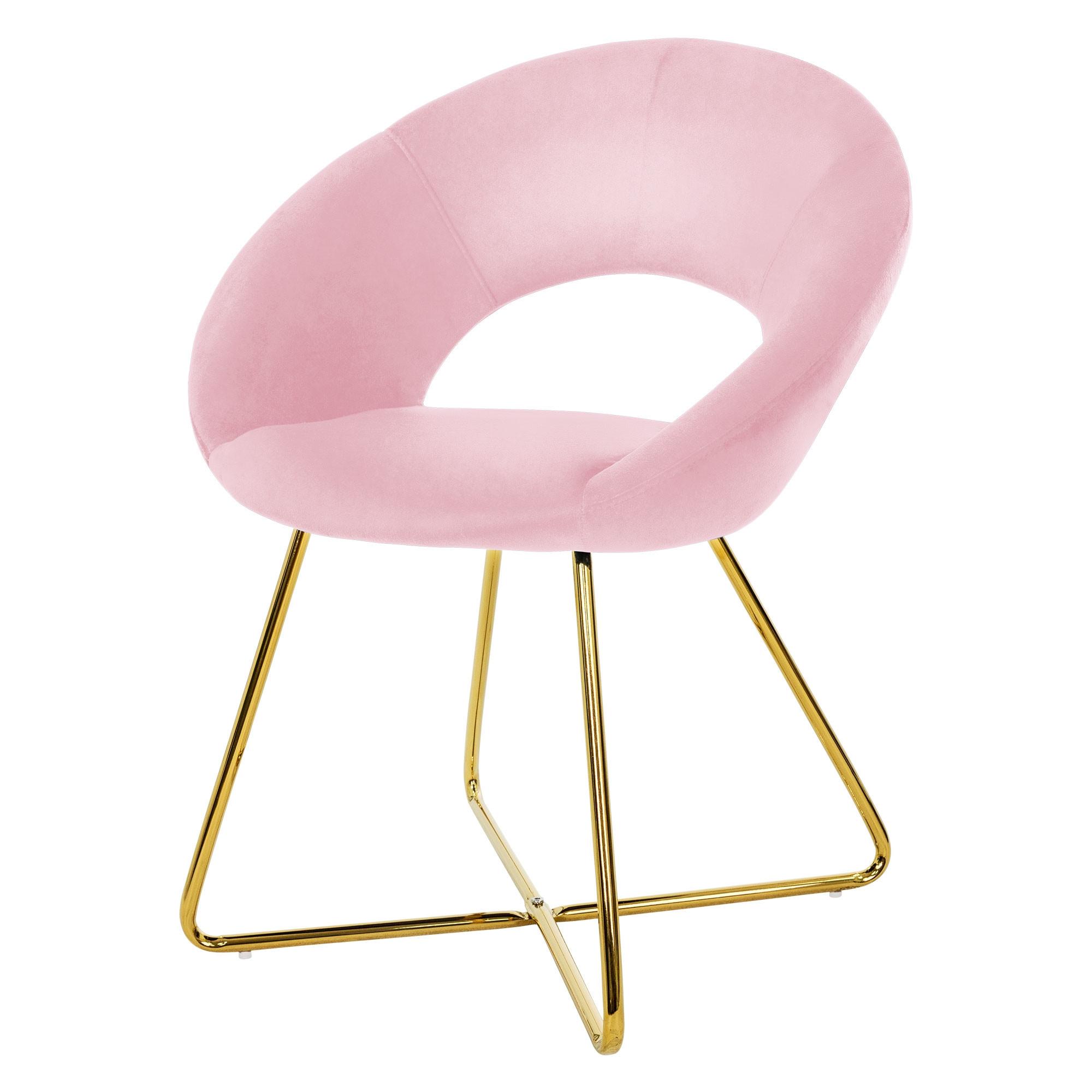ESSZIMMERSTUHL Rosa Samt - Pink/Goldfarben, Metall (53/77/64cm) - ML-DESIGN