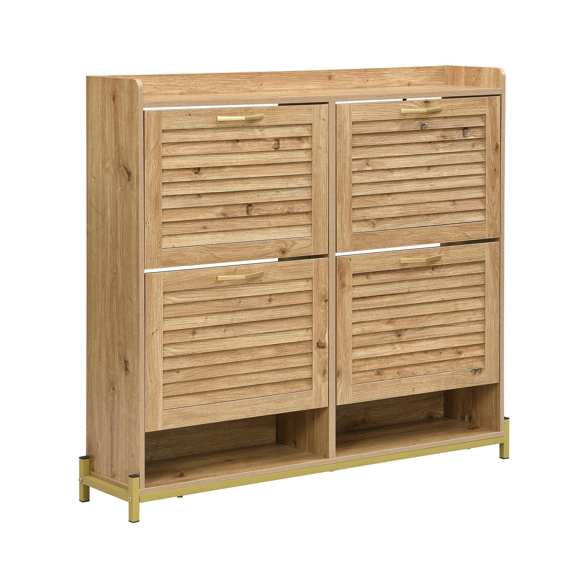 SCHUHKIPPER 109 cm in Holz-Optik - Naturfarben, Holzwerkstoff (108/100/24cm) - Urban Meuble