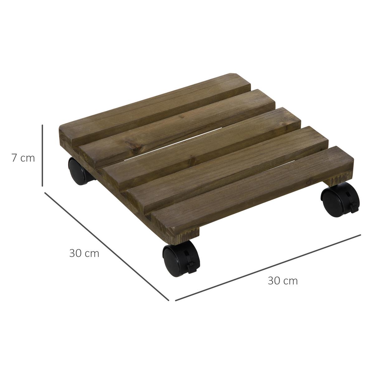 PFLANZENROLLER, Tannenholz, Braun - Braun, Holz (30/7/30cm) - Outsunny