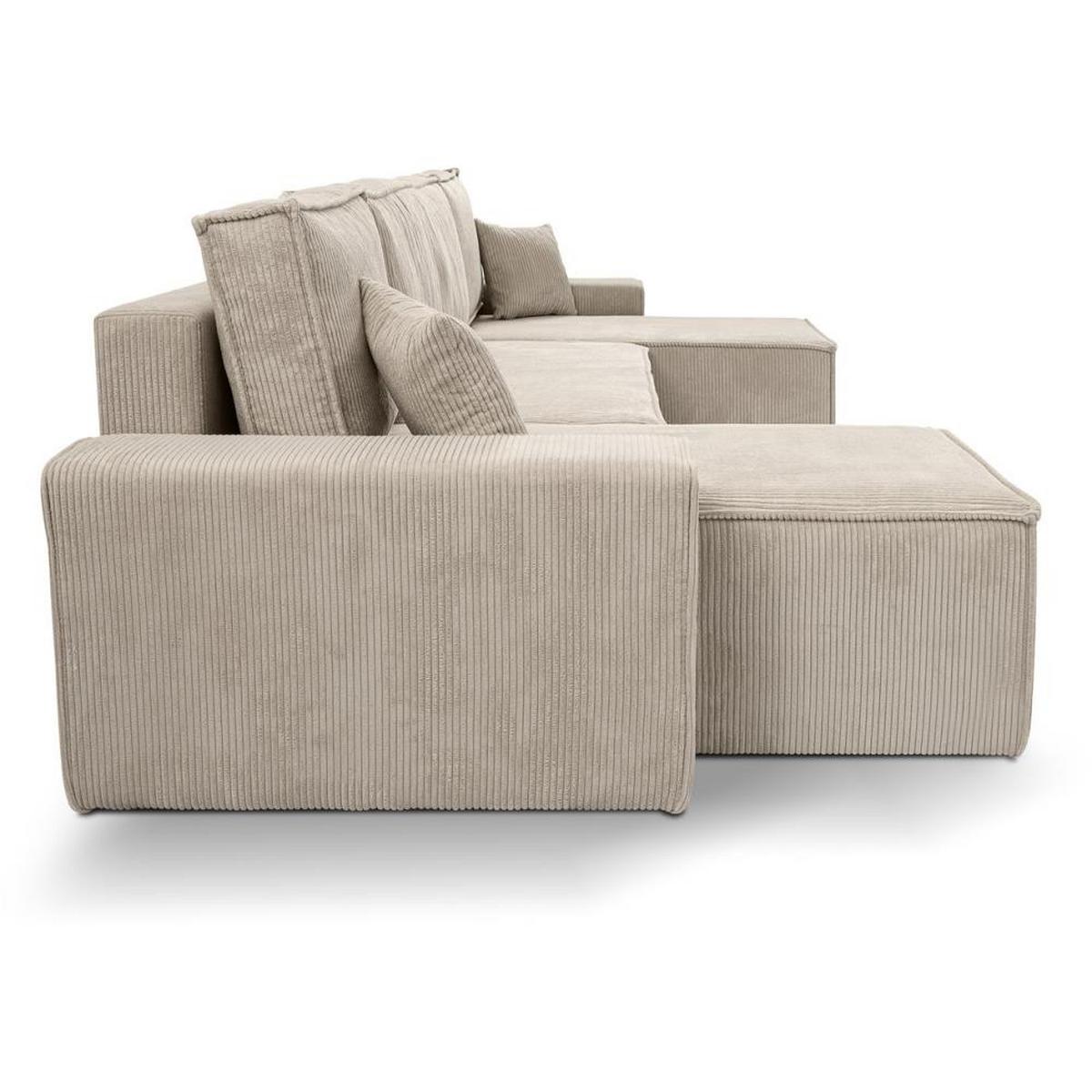 WOHNLANDSCHAFT Hektor U mit Schlaffunktion, 318 cm, beige - Beige/Schwarz, Kunststoff/Textil (318/94/152cm) - Beautysofa