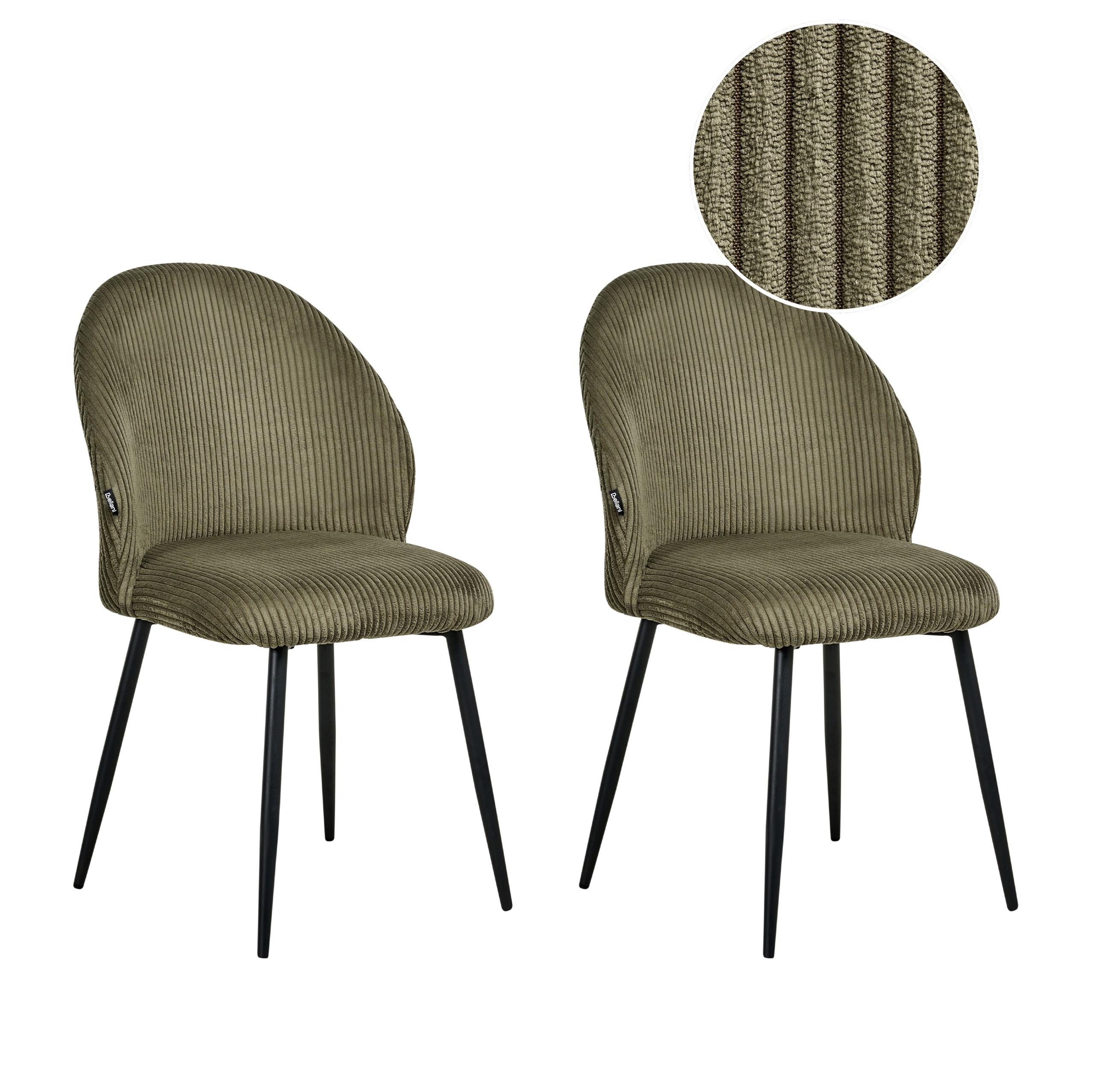 ESSZIMMERSTUHL 2er-Set Grün Eloy - Dunkelgrün/Schwarz, Textil (52/86/43cm) - Beliani