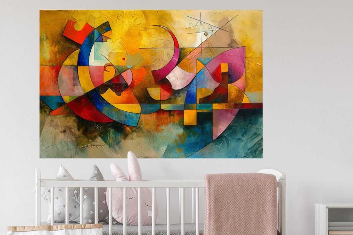 WANDTATTOO Kunst - Abstrakt - Modern Wandsticker 120x80 cm - Gelb, Kunststoff (120/80/0.1cm) - MuchoWow