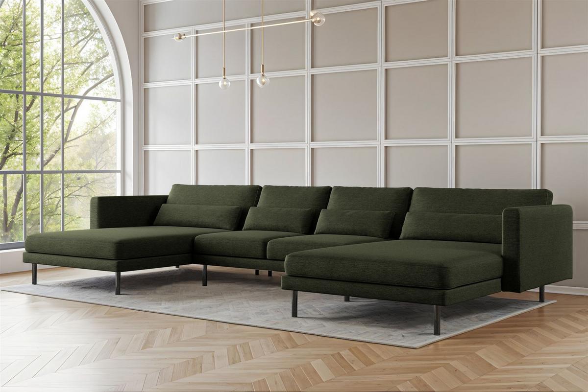 WOHNLANDSCHAFT Agada In Verita - Grün, Holzwerkstoff/Textil (391/83/174cm) - Fun Möbel
