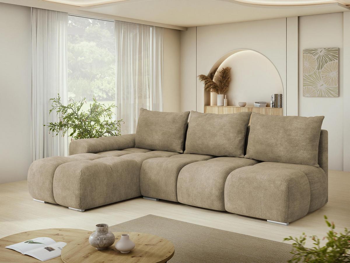 ECKSOFA Bestii, Seite: Links - Schwarz/Naturfarben, Holz/Kunststoff (270/183cm) - MIRJAN24