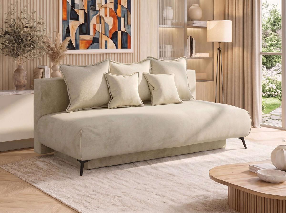 3-SITZER SOFA VIRENO - Beige Velvet - Beige/Schwarz, Textil/Metall (197/95/102cm) - MKS