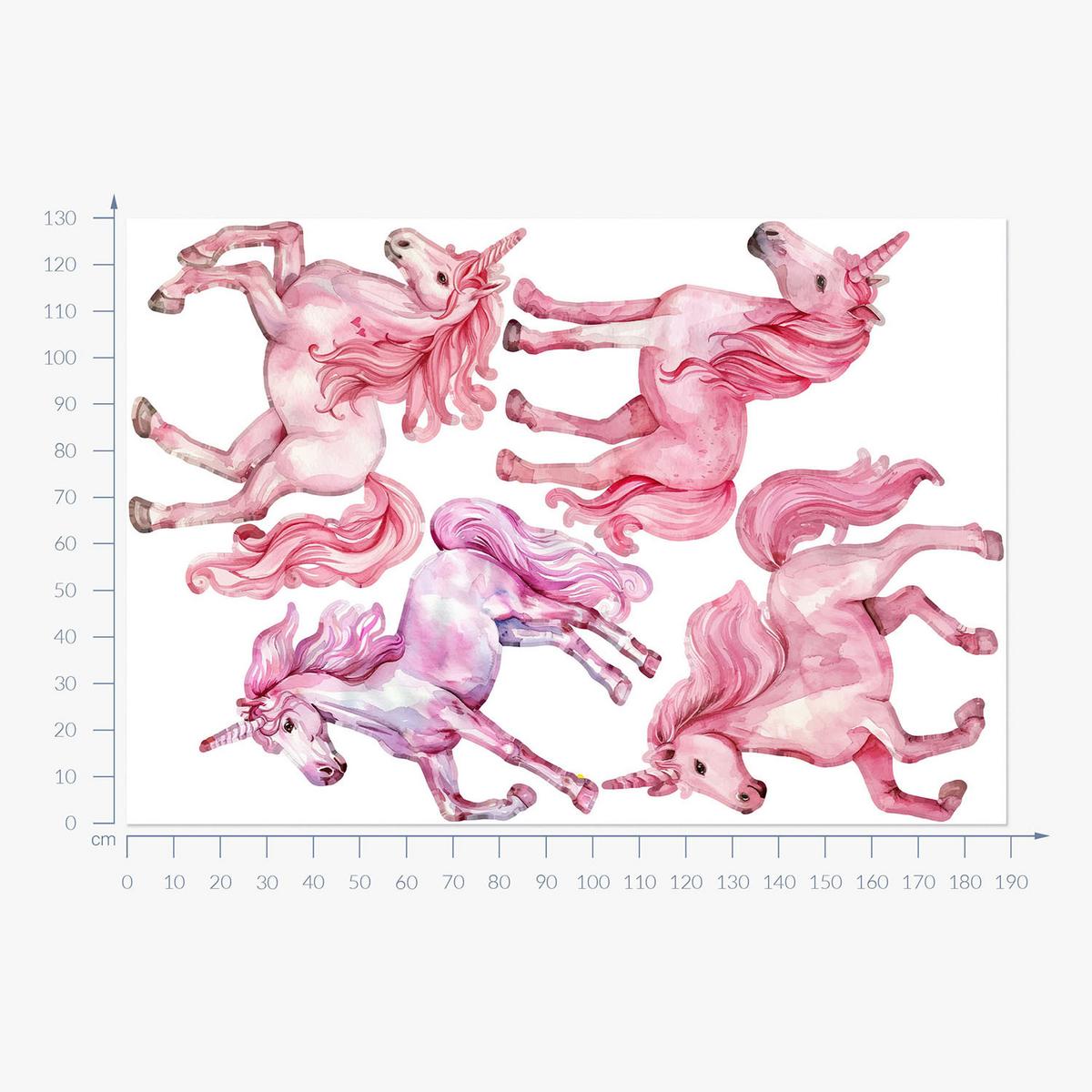 WANDAUFKLEBER 130x189cm - Einhornpferde - Multicolor, Kunststoff (130/189/0.1cm) - Wallfluent