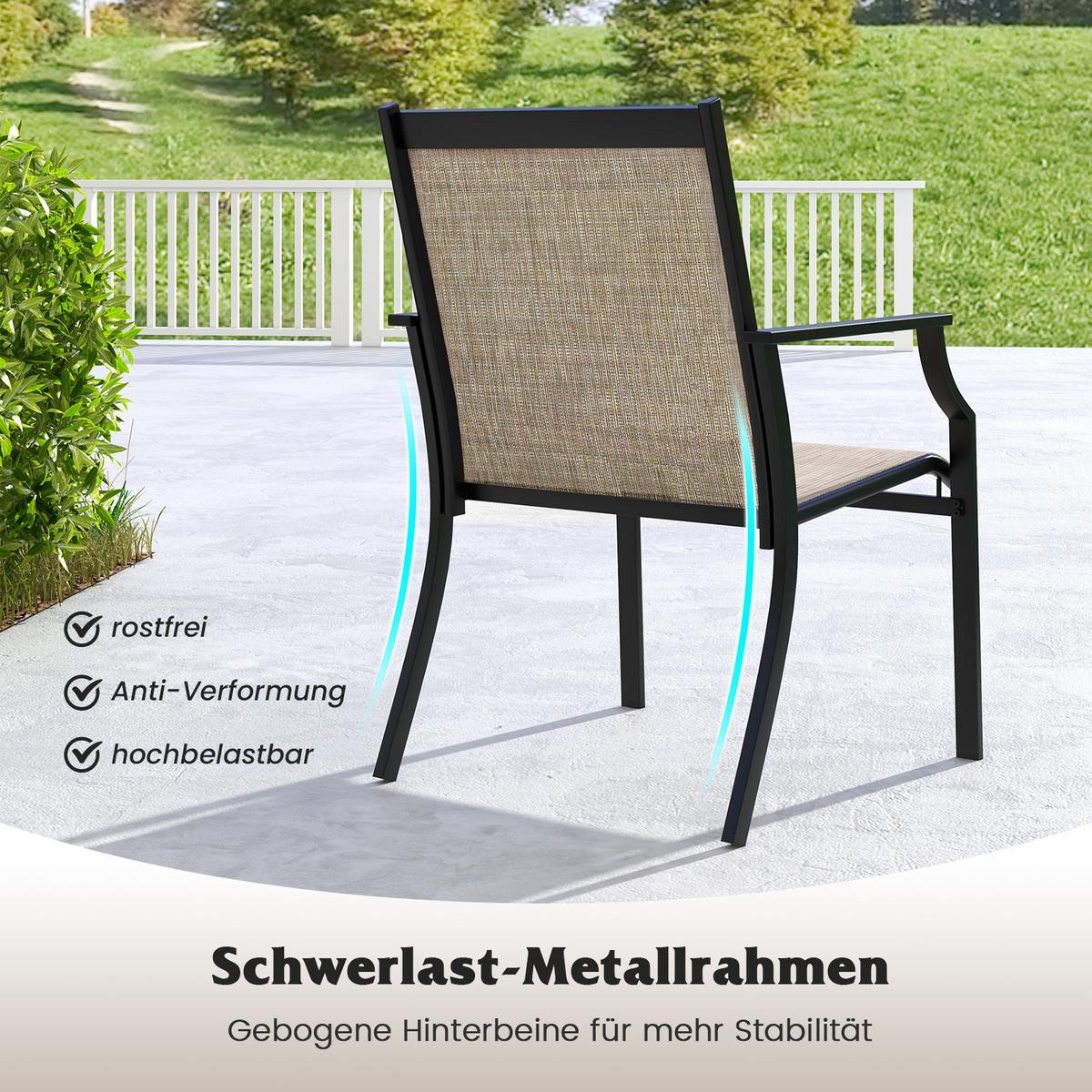 GARTENSTÜHLE Kaffee(2er-Set) - Braun, Metall (66/90/61cm) - COSTWAY