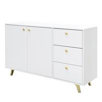 KOMMODE GALIO 100/112/41cm mit Schubladen 4 Türen Weiß - Weiß, Holzwerkstoff (100/112/41cm) - MASSENO