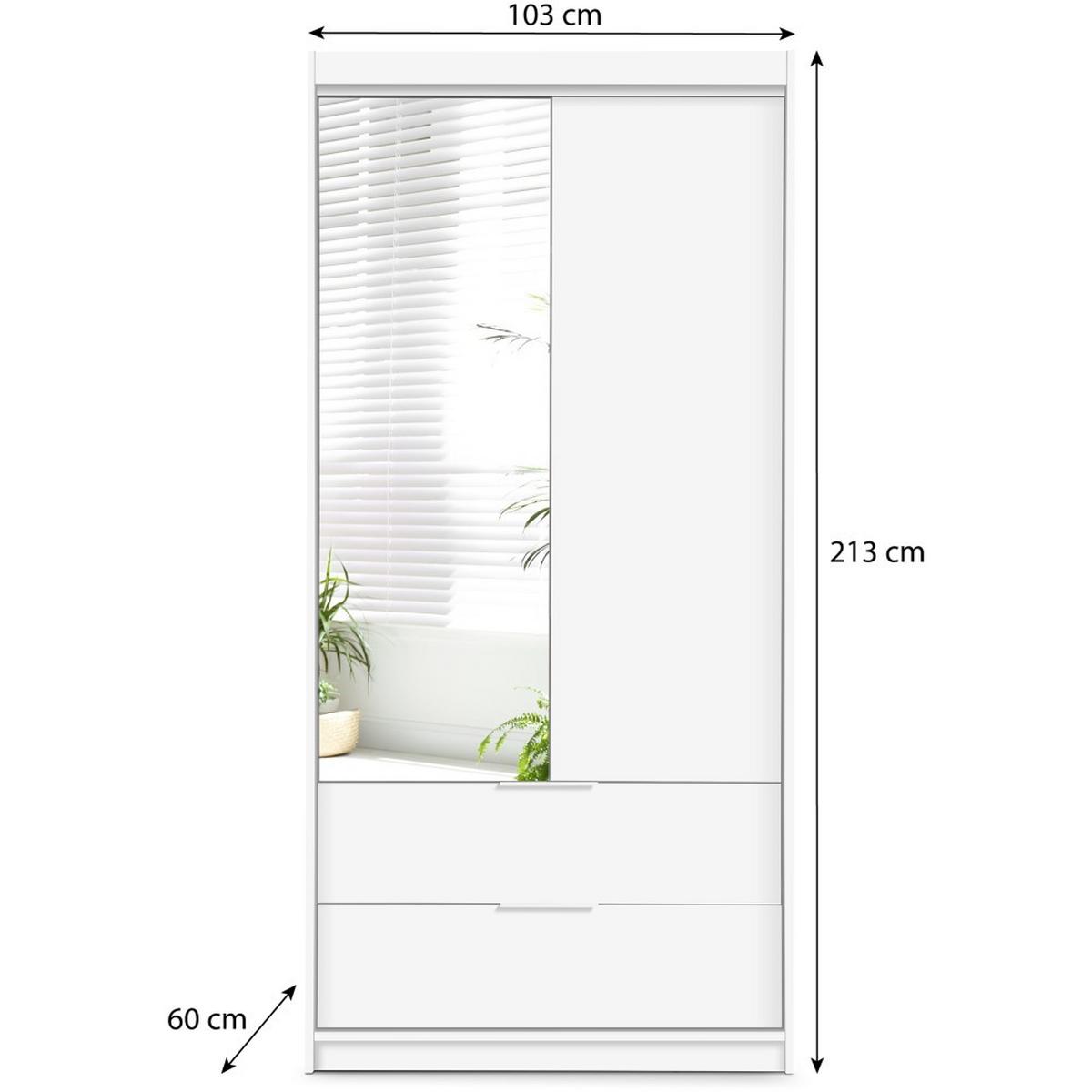 DREHTÜRENSCHRANK Madero mit Spiegel und 2 Schubladen, 103 cm, eiche Artisan - Eiche Artisan, Holzwerkstoff (103/213/60cm) - Beautysofa