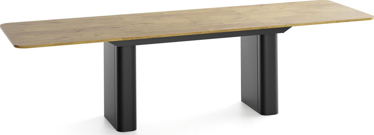 ESSTISCH Riven rechteckig ausziehbar verlängerbar mit Butterfly-Auszug, Eiche Hell Braun 180-276/90/76 cm - Eichefarben/Schwarz, Holzwerkstoff/Metall (90/276/76cm) - WFL GROUP
