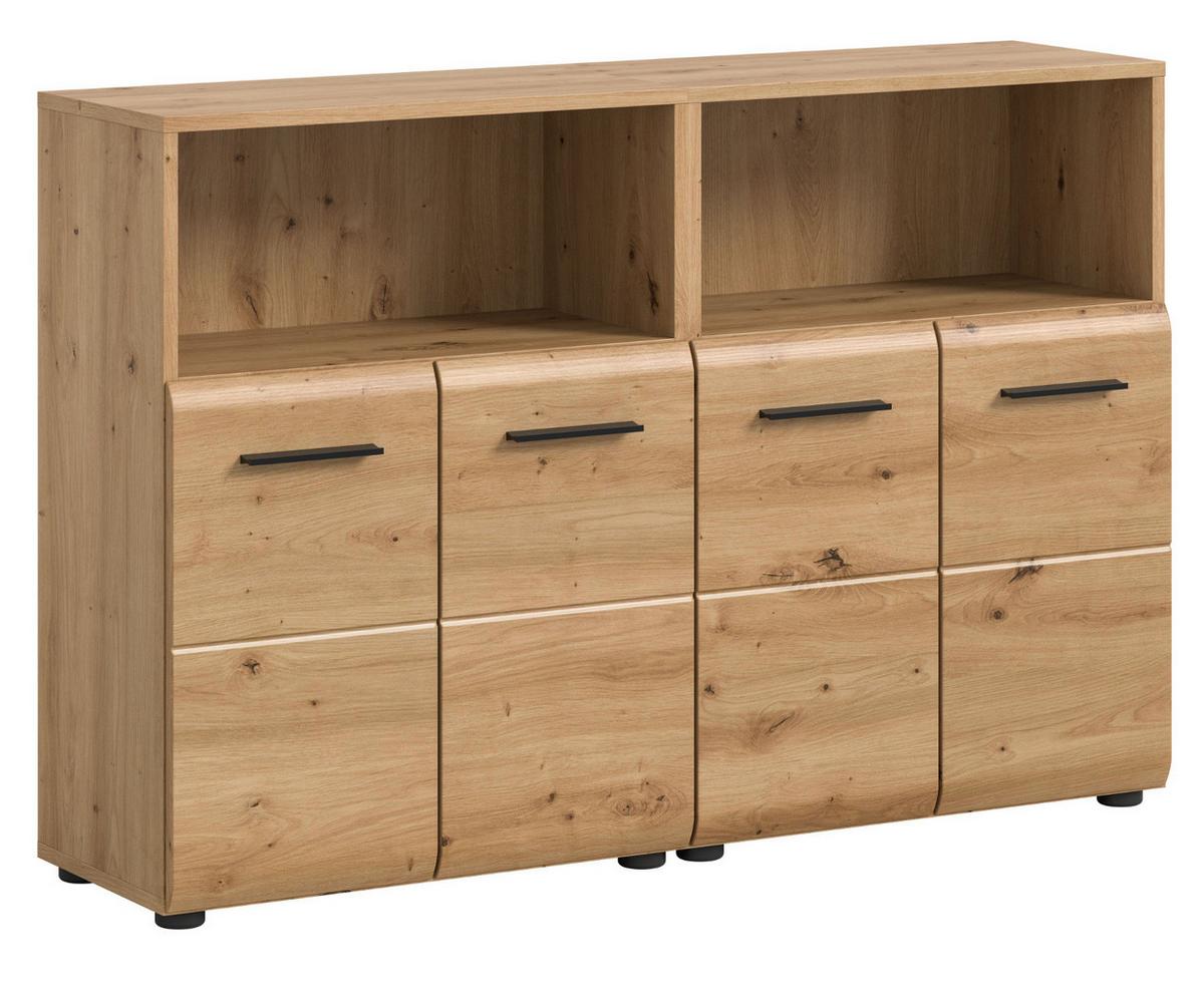 BADKOMMODE Spar Set 2x Badschrank Eiche Artisan, 2-türig je 60 x 80 cm - Schwarz/Eiche Artisan, Holzwerkstoff/Kunststoff (120/80/30cm) - Inn.Furn