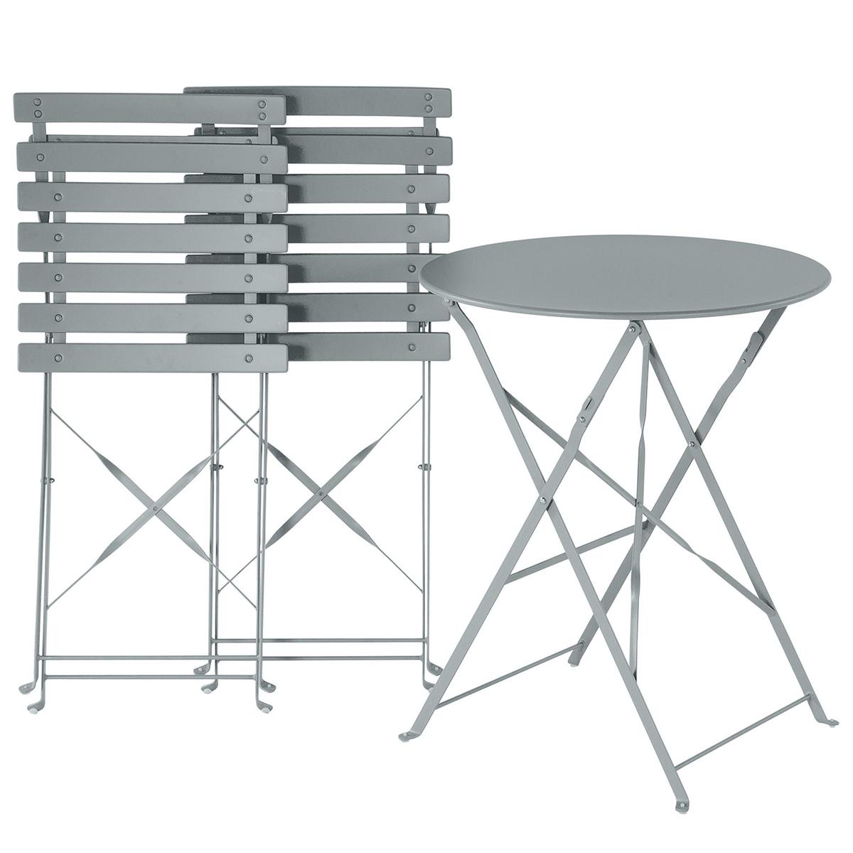 BALKONSET 2-Sitzer grau zusammenklappbar Fiori - Grau, Metall - Beliani