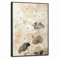 LEINWAND Bilder mit Rahmen - Blumen - Japandi - Wabi sabi - 70x100 - Sandfarben, Textil (70/100cm) - MuchoWow