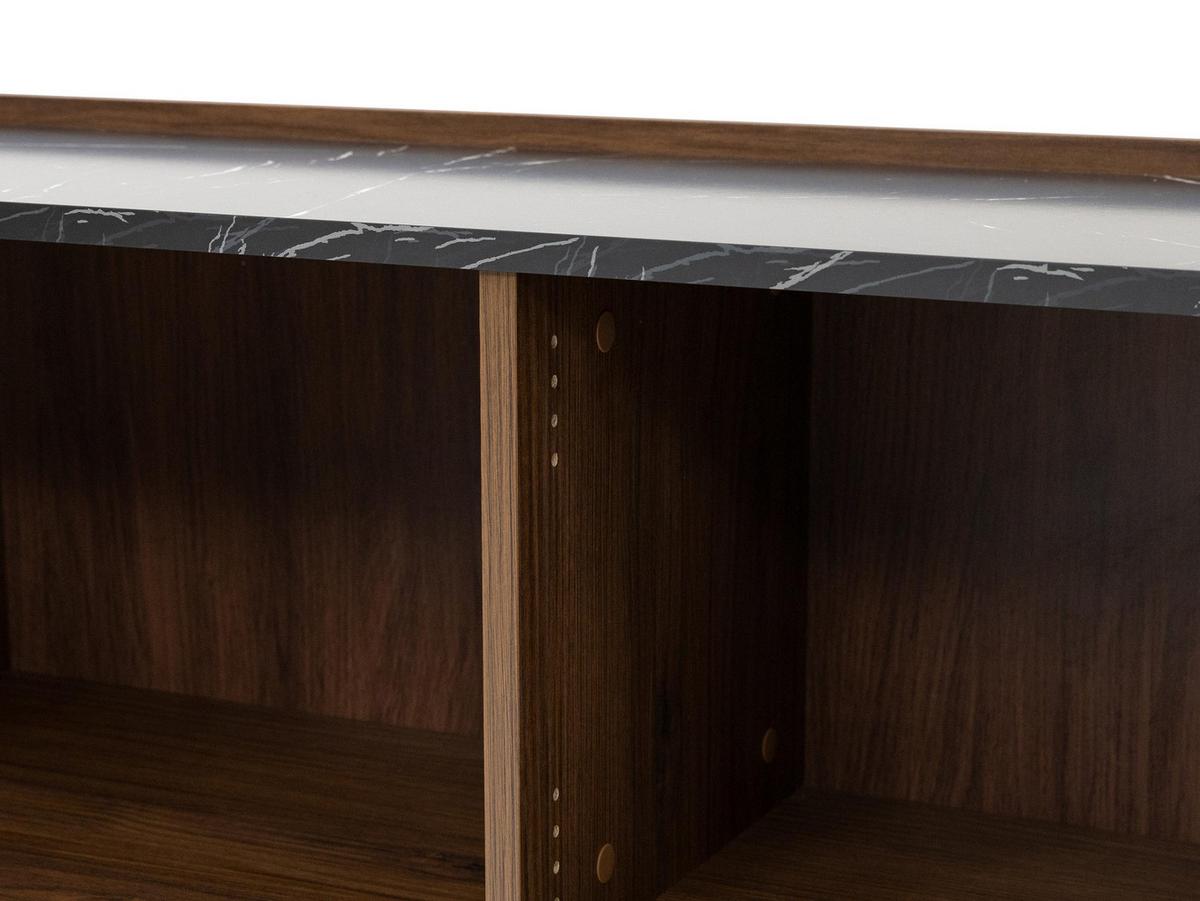 TV-LOWBOARD Tewos 200 2D - Nussbaumfarben/Schwarz, Holzwerkstoff/Metall (200/50/37cm) - MIRJAN24
