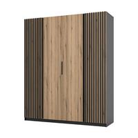DREHTÜRENSCHRANK CAGLIARI 200/239/61,9cm 4-türig Schwarz - Goldfarben/Schwarz, Holzwerkstoff (200/239/61.9cm) - MASSENO