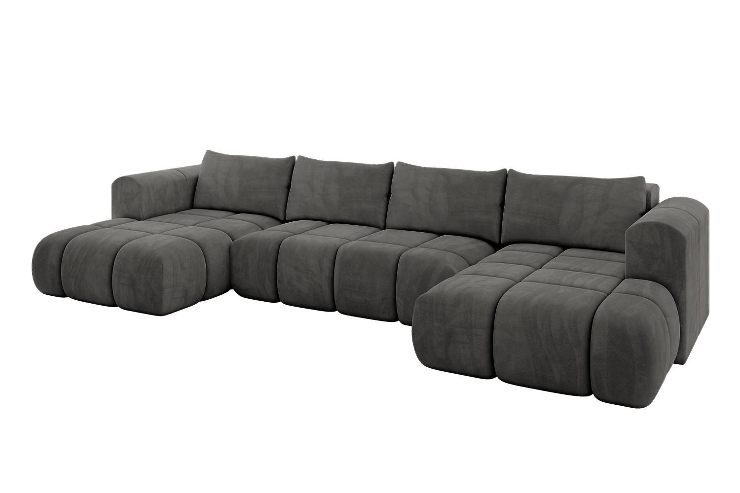WOHNLANDSCHAFT CLOUD-U 405x185x90 Dunkelgrau Velours - Dunkelgrau, Holzwerkstoff/Kunststoff (405/90/185cm) - ALTDECOR