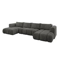 WOHNLANDSCHAFT CLOUD-U 405x185x90 Dunkelgrau Velours - Dunkelgrau, Holzwerkstoff/Kunststoff (405/90/185cm) - ALTDECOR