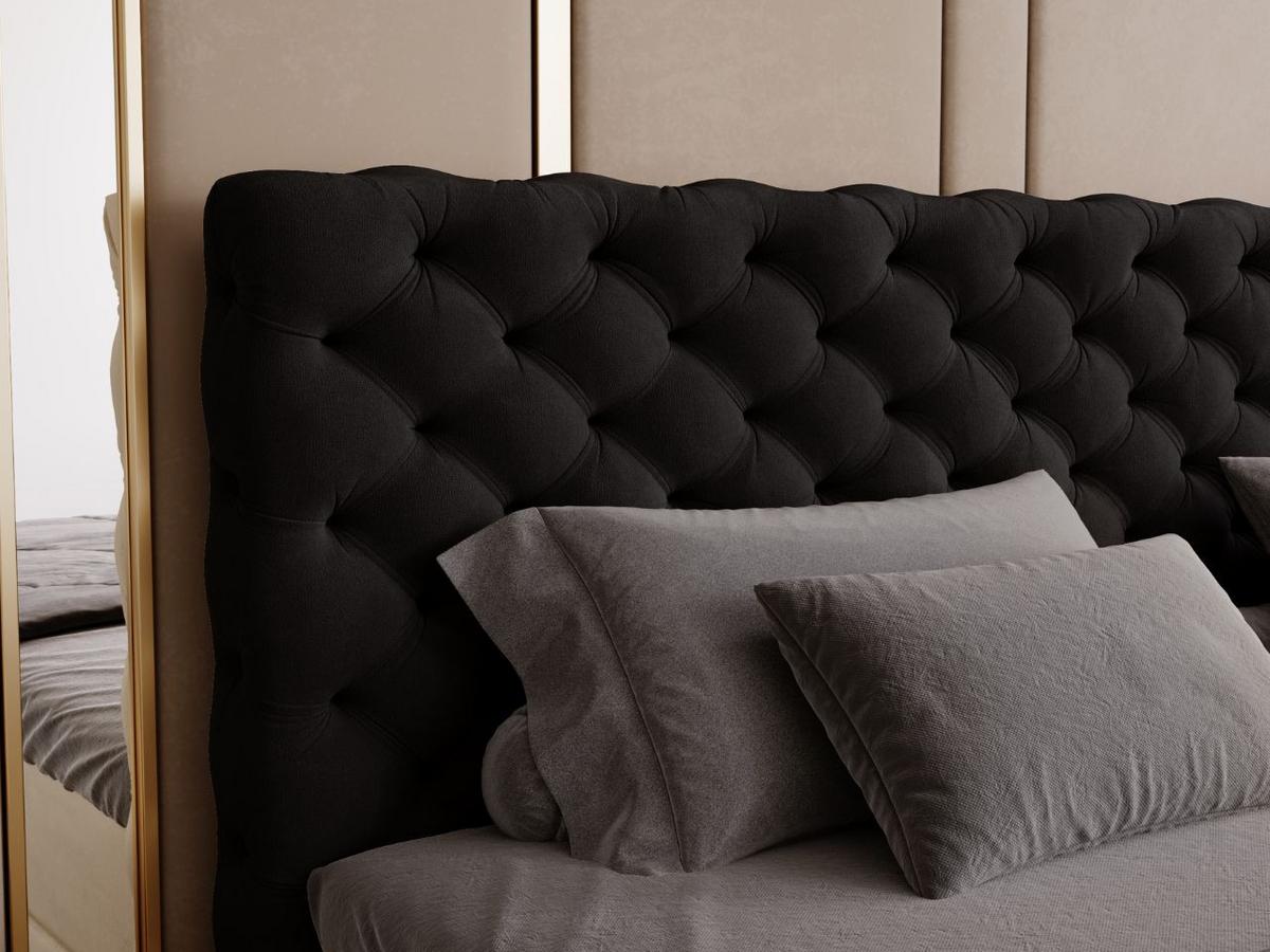BOXBETT Bergamo 140x200 Schwarz - Schwarz, Holz/Textil (140/200cm) - Graingold