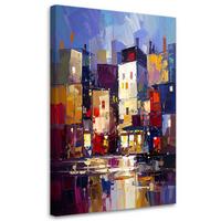 BILDER, Bunte Gebäude - Abstraktion - Multicolor, Textil (30/45cm) - Feeby