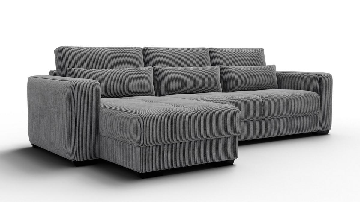 ECKSOFA OLI 4-Sitzer links, dunkelgrau - Dunkelgrau, Holz/Textil (295/172cm) - Wozimo