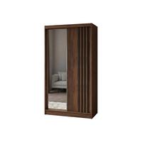 SCHWEBETÜRENSCHRANK NELVIA 120/216/61 cm Modern Kleiderschrank 2-türig mit Spiegel Nussbaumfarben - Nussbaumfarben, Holzwerkstoff (120/216/61cm) - MASSENO