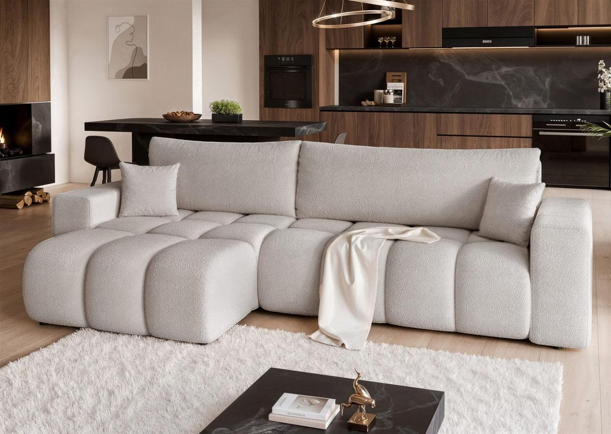 ECKSOFA Anabel Max Mit Schlaffunktion - Hellgrau, Holzwerkstoff/Textil (278/145cm) - Fun Möbel