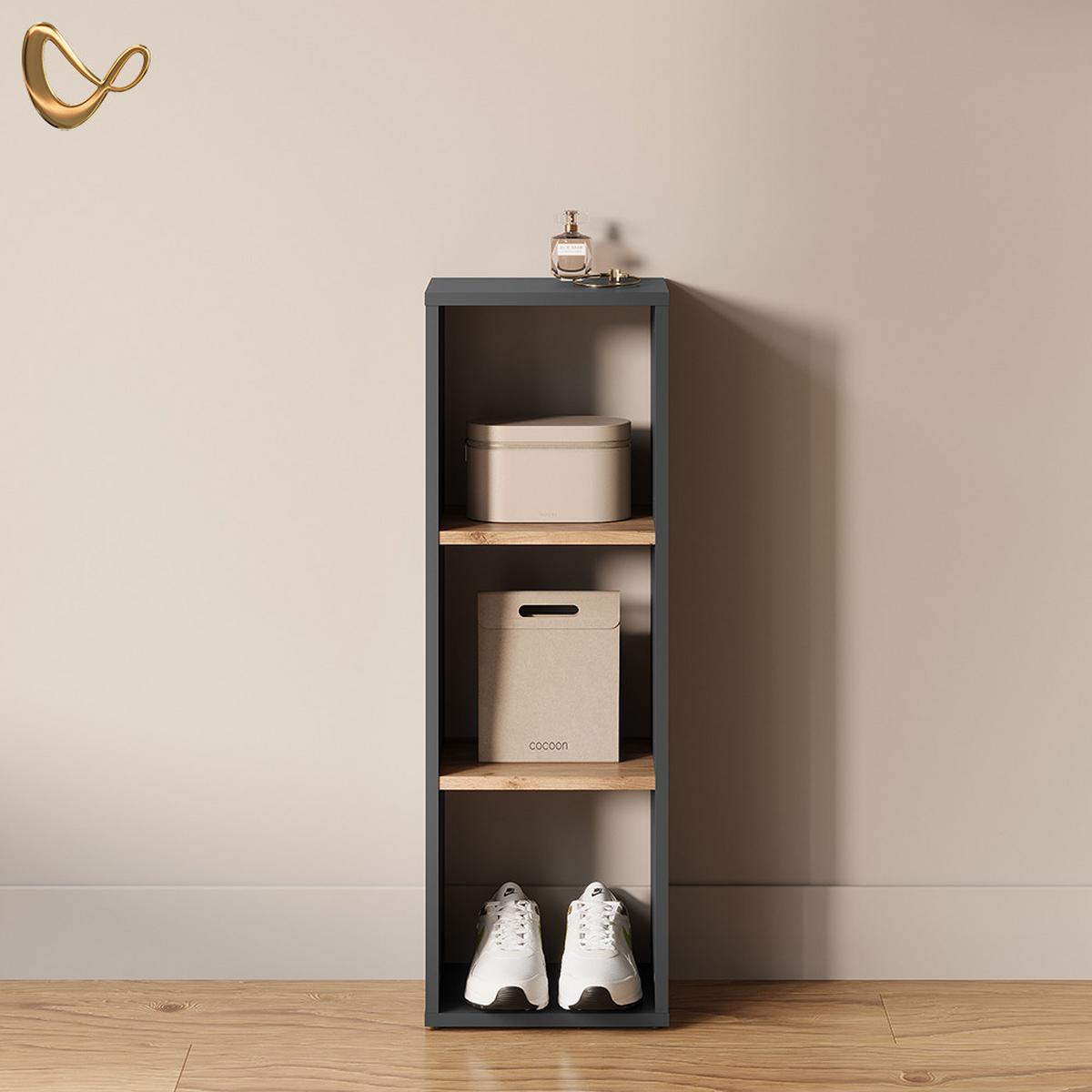 AUFBEWAHRUNGSREGAL Ortello Anthrazit/Goldkraft Eiche 30 x 90.5 cm - Honigeiche/Anthrazit, Holzwerkstoff (30/90.5/24cm) - Livinity®