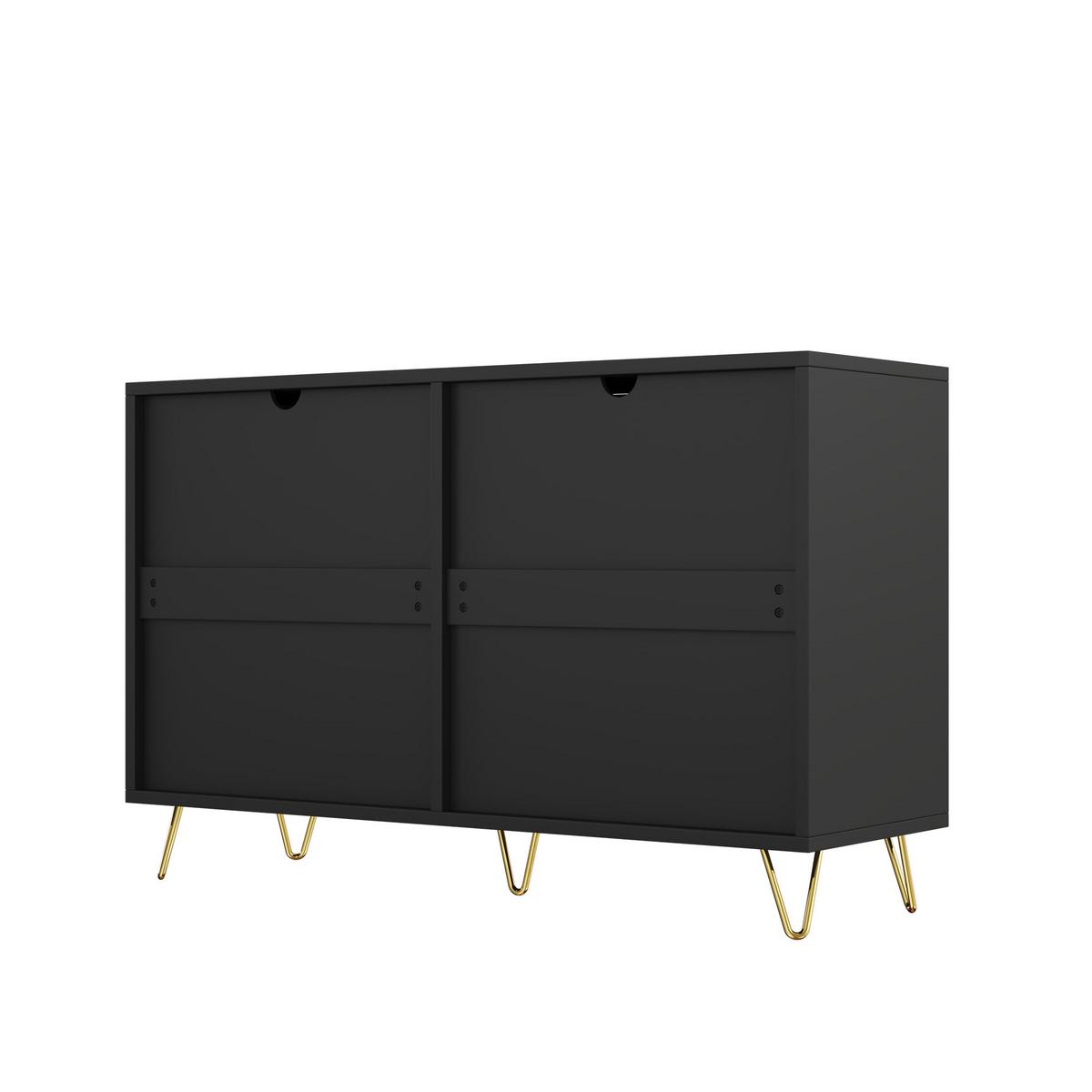 SIDEBOARD schwarz gold 120cm 6 schubladen modern - Schwarz, Holzwerkstoff (120/77/40cm) - Urban Meuble