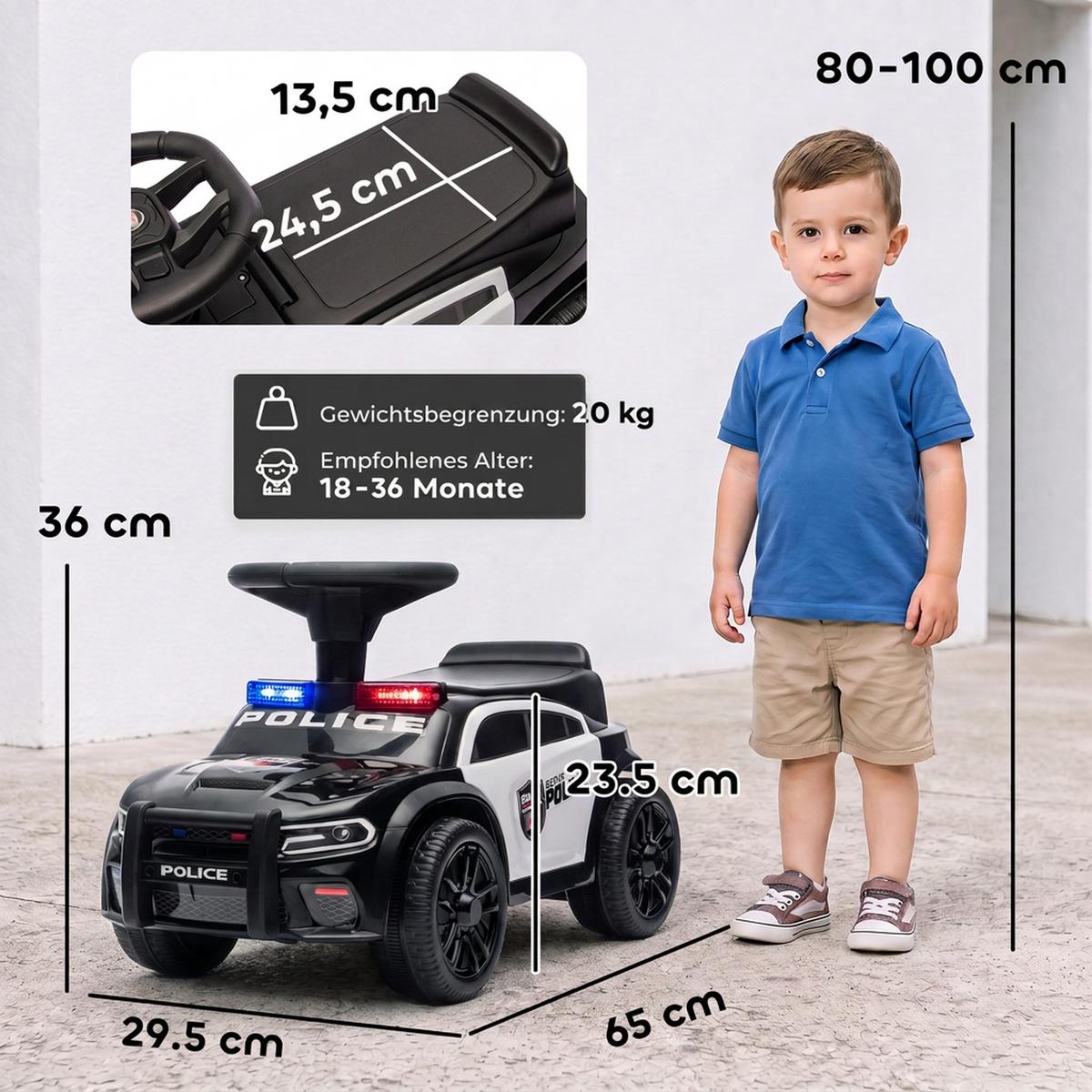 KINDER-RUTSCHAUTO Kunststoff Schwarz - Schwarz, Kunststoff (65/29.5/36cm) - AIYAPLAY