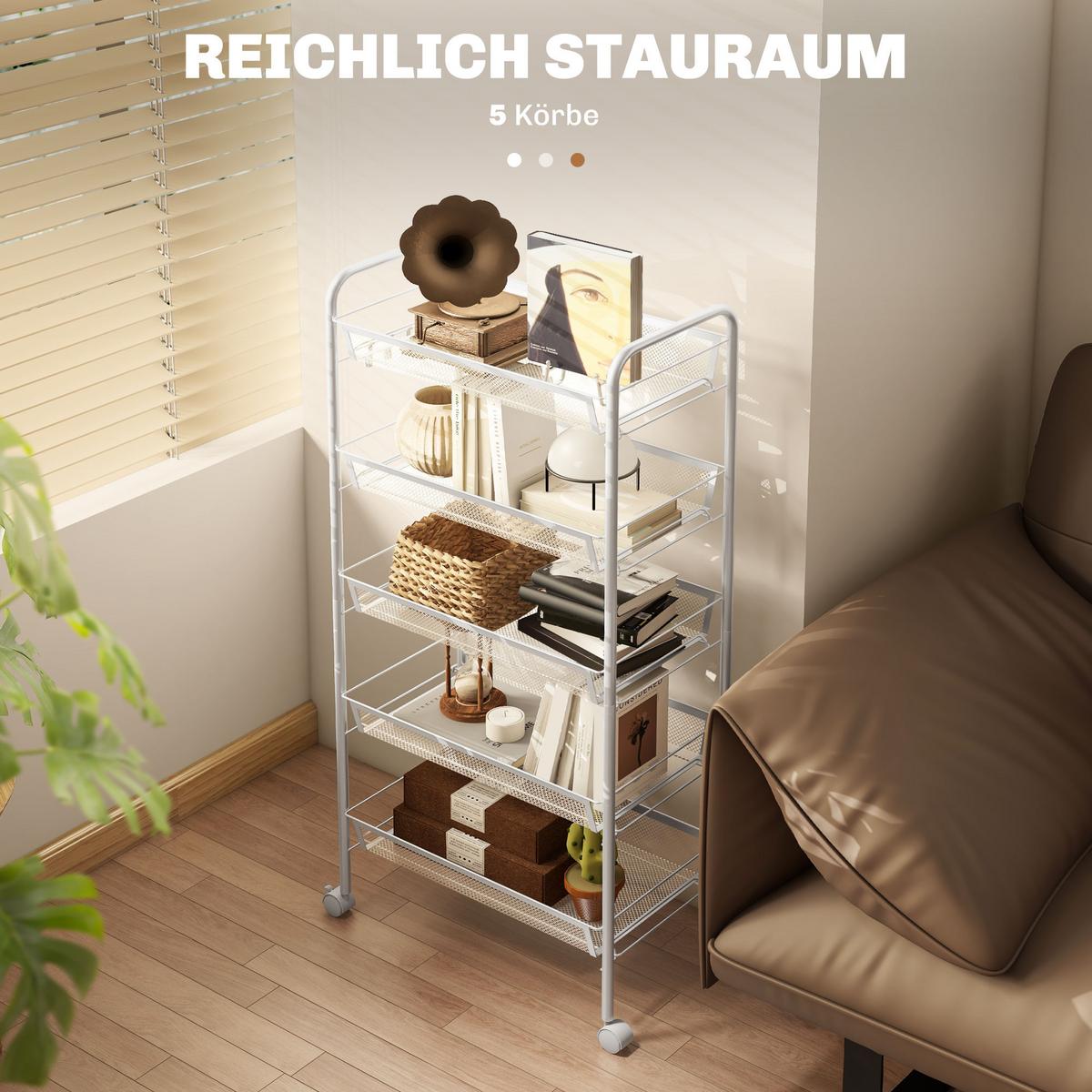 SERVIERWAGEN Stahl Weiß - Weiß, Metall (26.5/106/45cm) - HOMCOM
